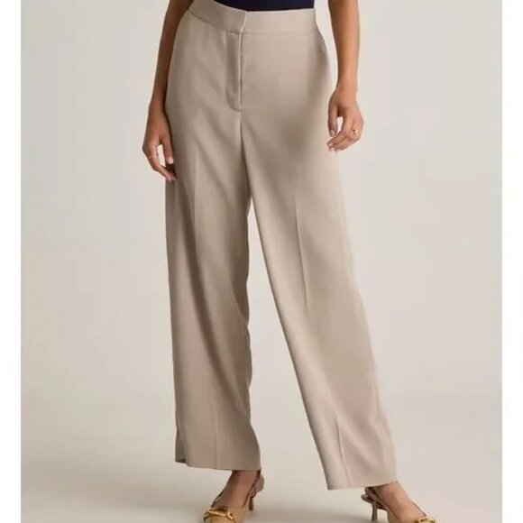 NEW NWT! QUINCE STRETCH CREPE CLASSIC TROUSER PANTS FLAT FRONT WIDE LEG sz 8 - Picture 1 of 6